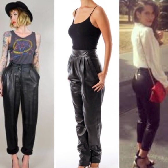 high rise leather trousers